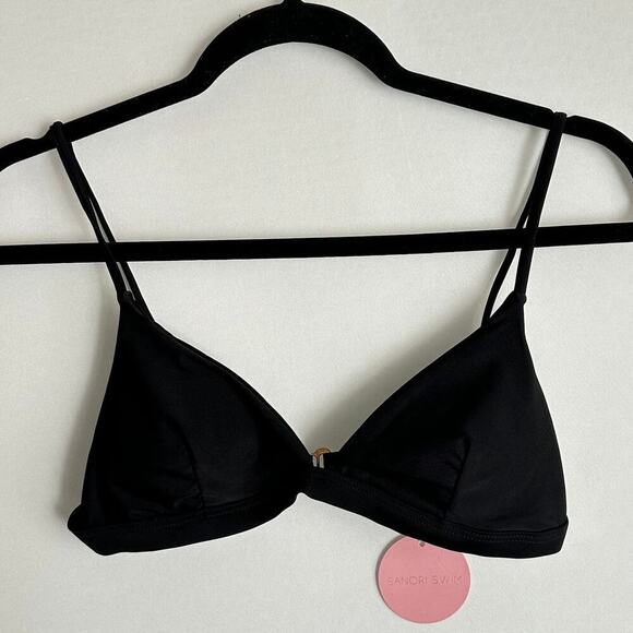 NWT Sanori Swim Small Black Triangle Clasp Back Bikini Top‎ ONLY - Picture 1 of 10